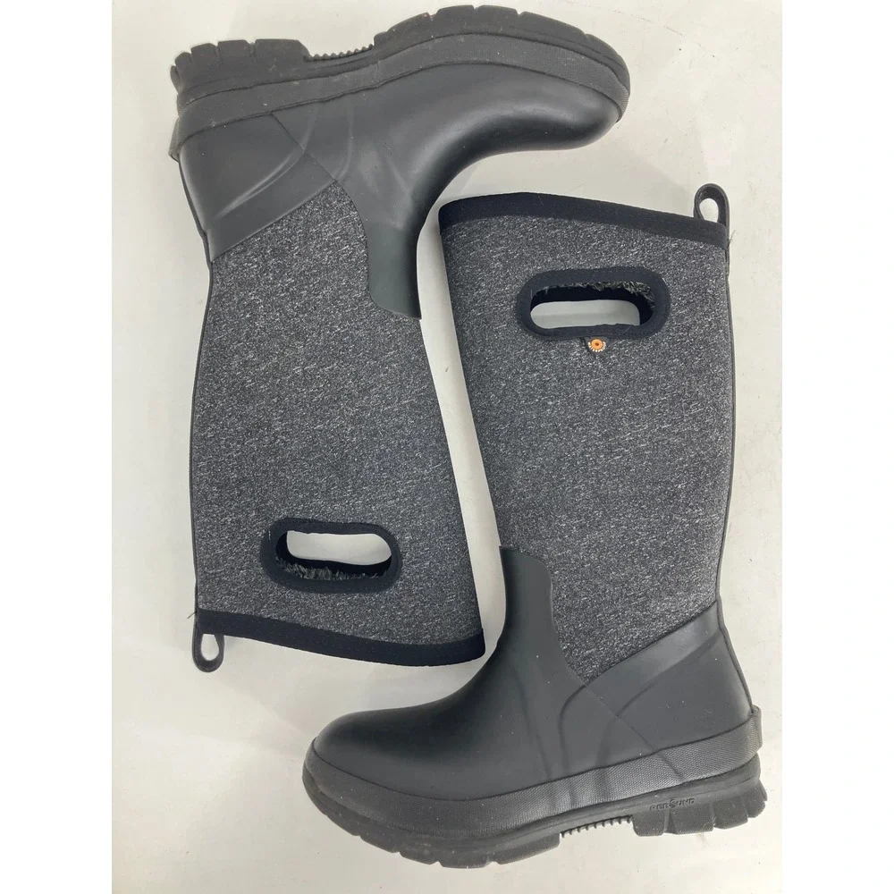 Bogs Crandall Tall Boots Womens 6 Black Charcoal Excellent Waterproof Insulated